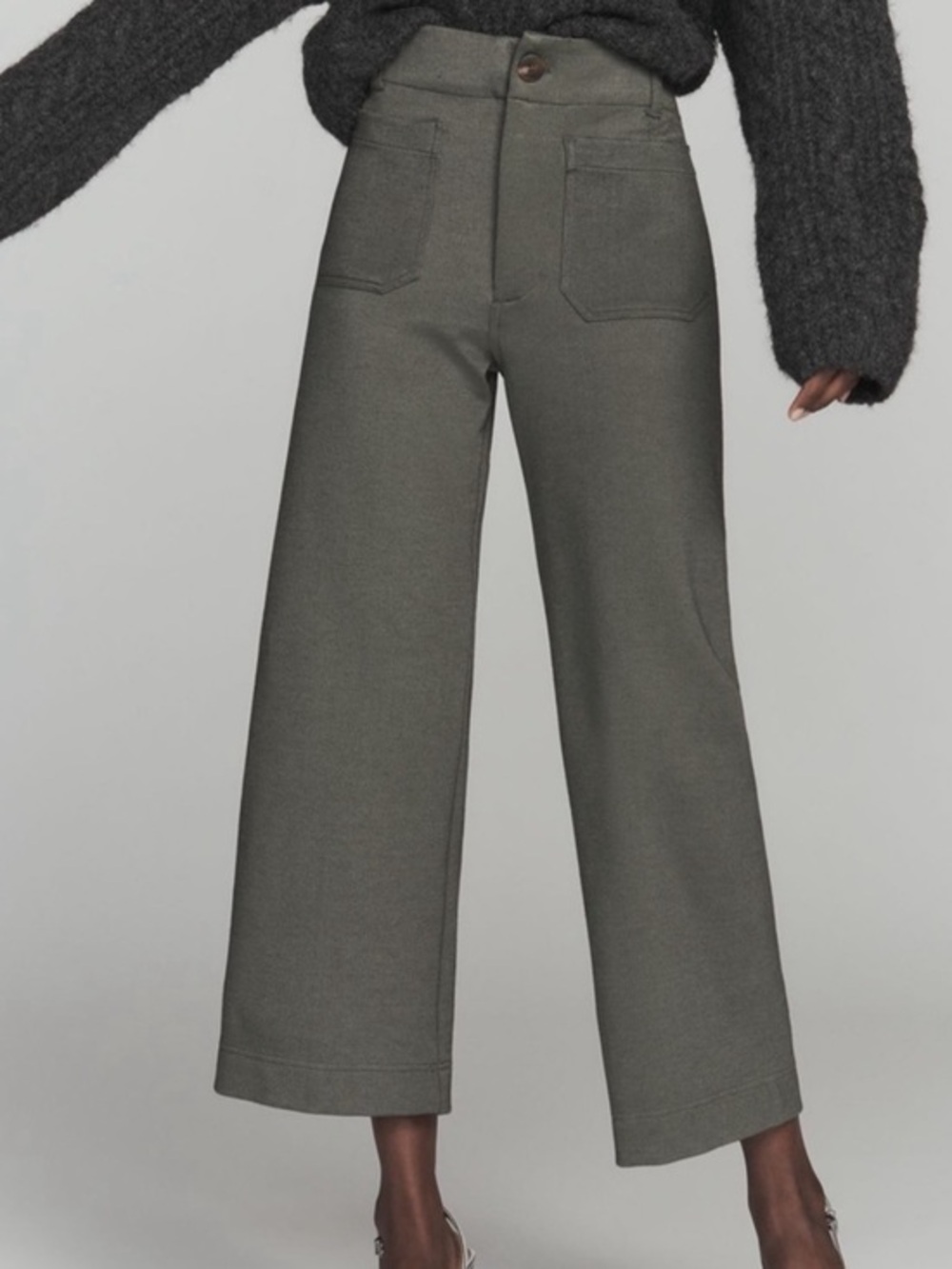 Maeve Anthropologie Colette Cropped Pants Brushed Knit Edition Olive Green 18W